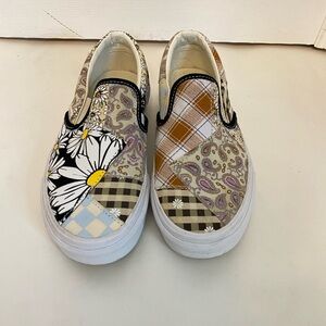 VANS Era Meadow Patchwork Slip On Sneakers Shoes Daisy plaid US 5 women 3.5 men